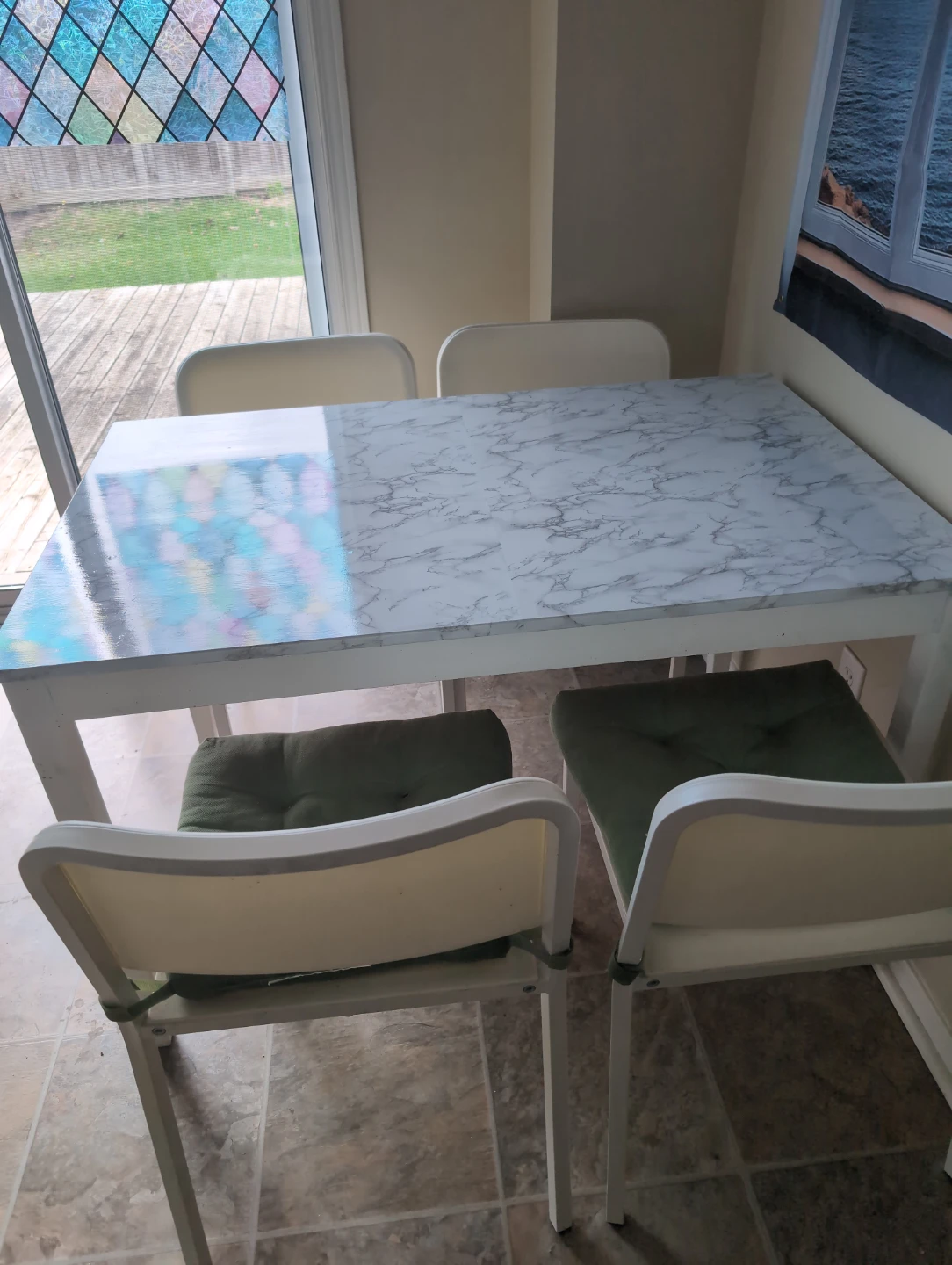 White Dining Table with Marble Top - photo 3