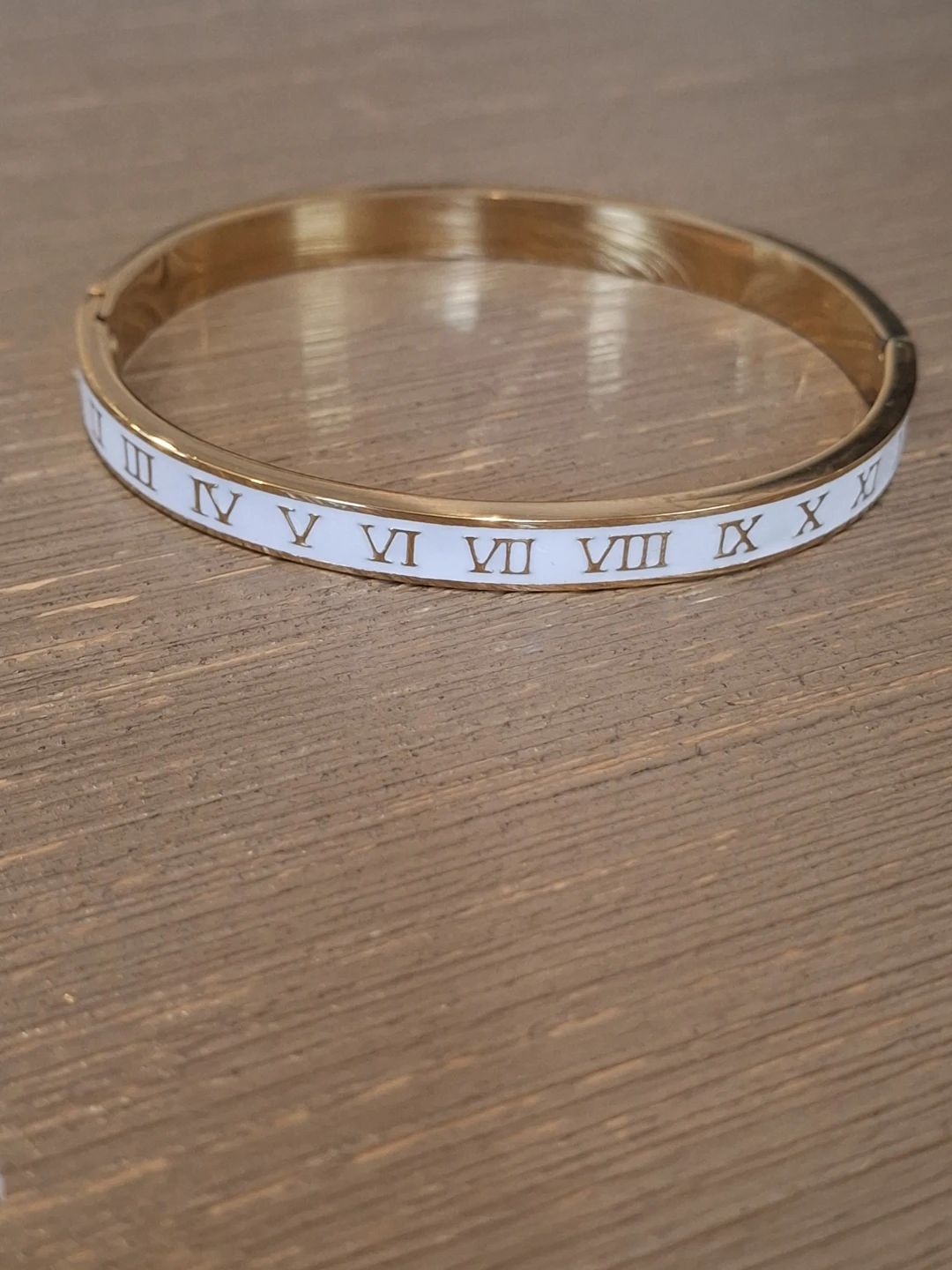 Gold Tone Roman Numeral Bangle Bracelet