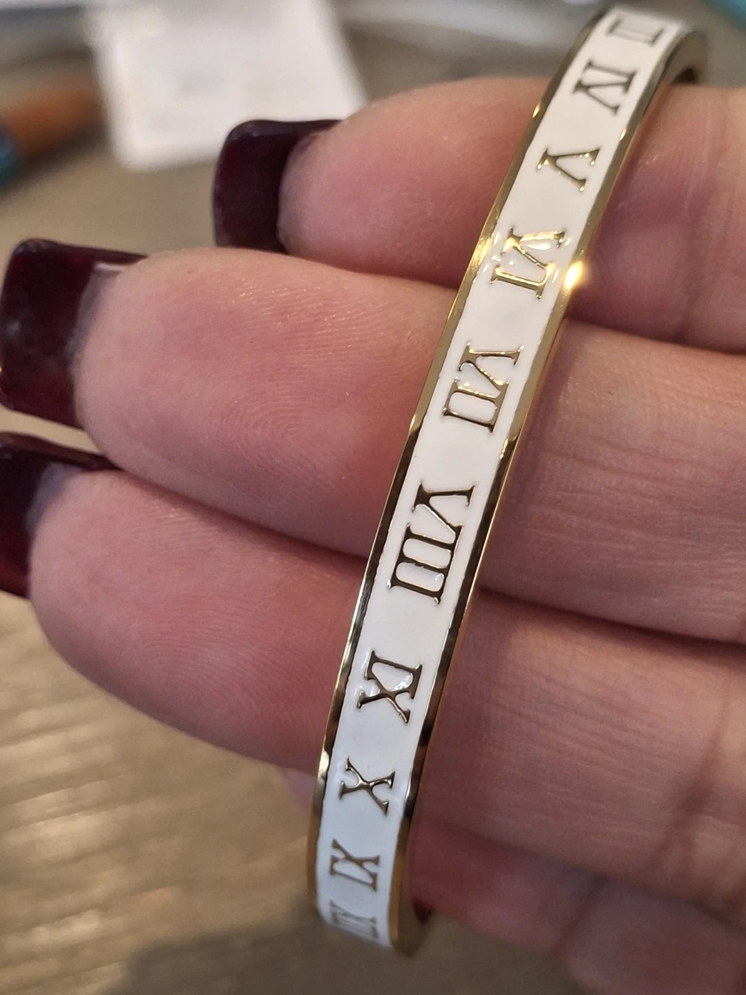Gold Tone Roman Numeral Bangle Bracelet - photo 2
