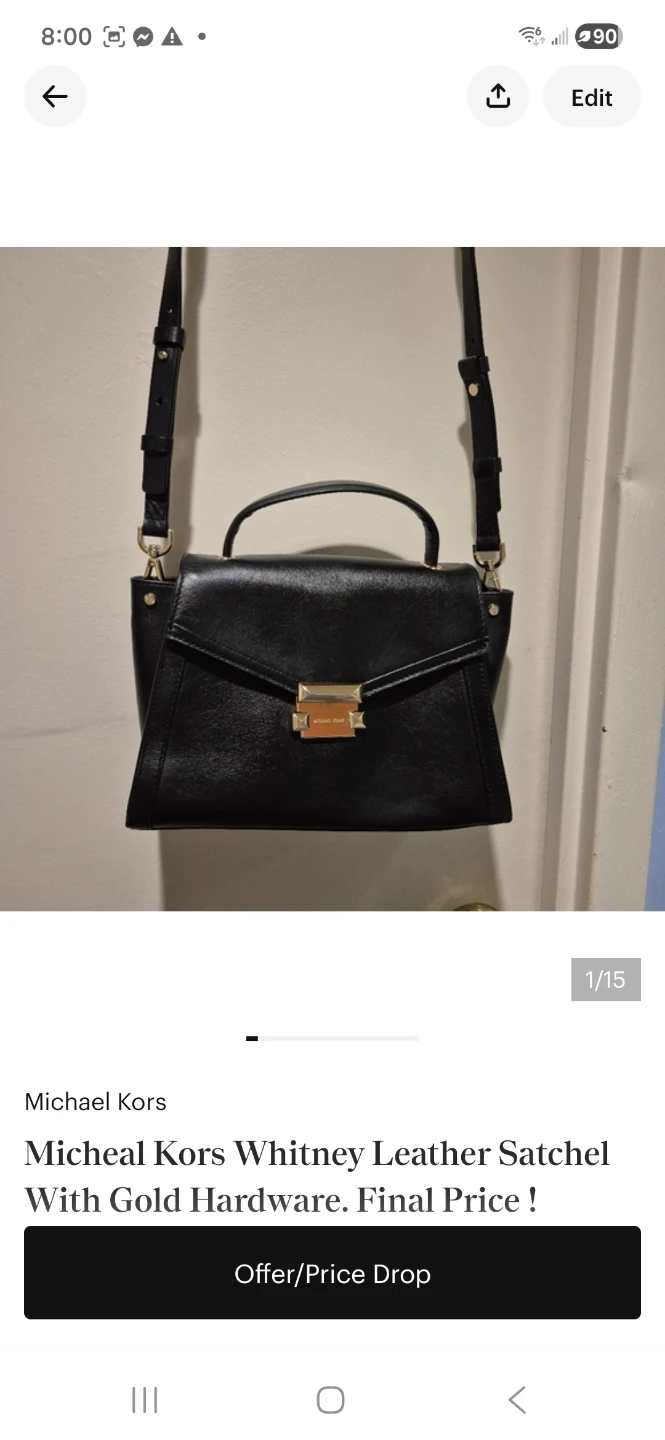 Michael Kors Whitney Leather Satchel with Gold Hardware