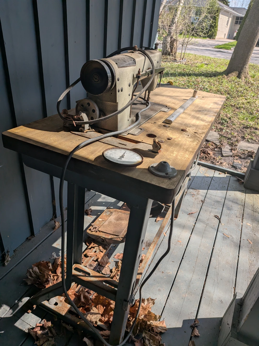Vintage Industrial Sewing Machine with Table