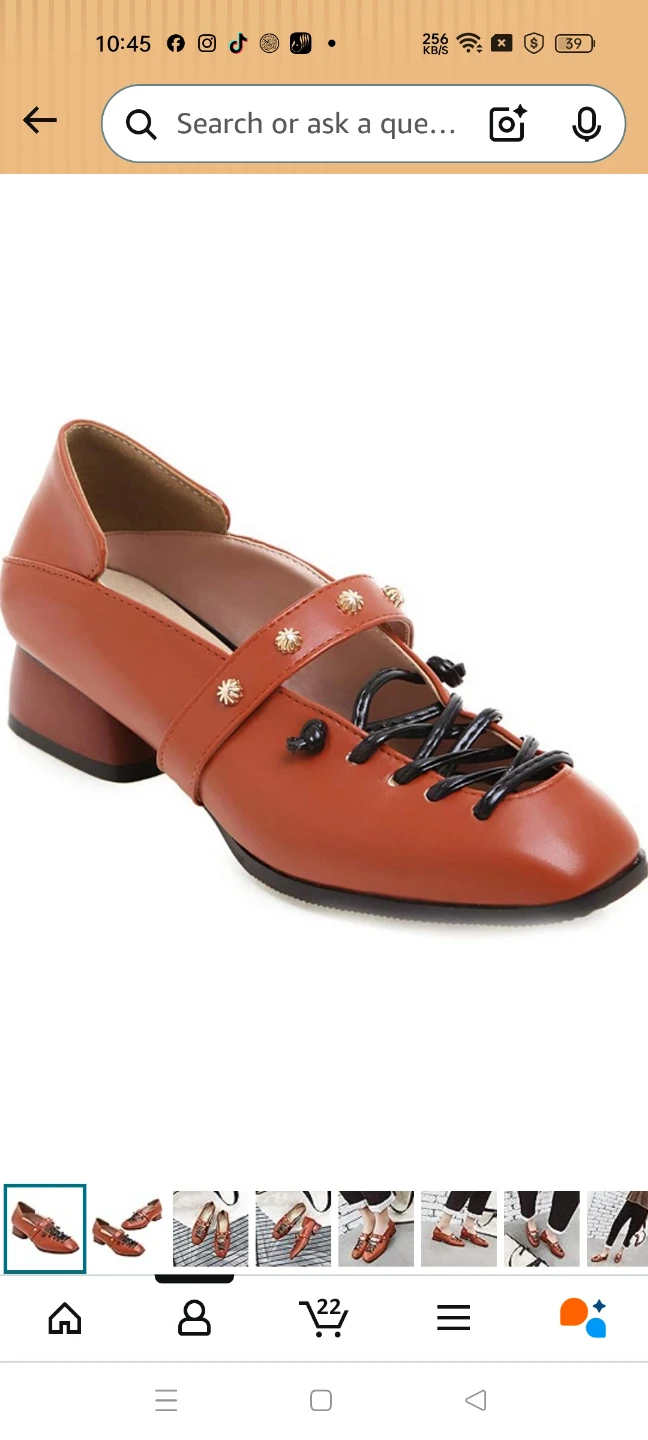 Women's Brown Lace-Up Mary Jane Block Heels