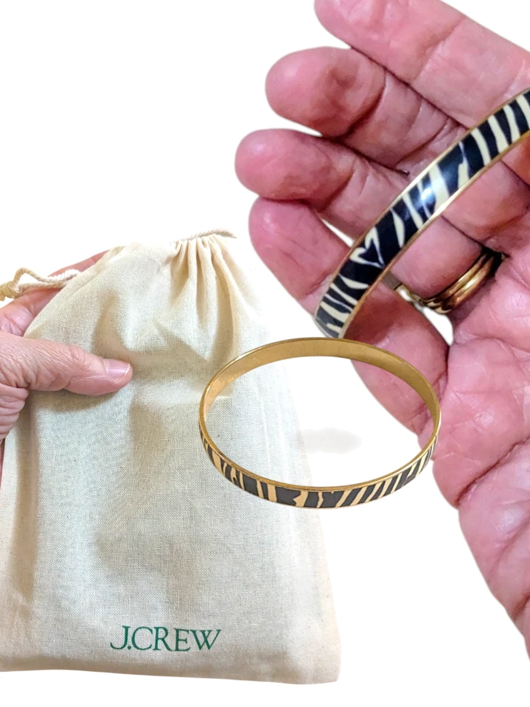 J. Crew Gold Tone Enamel leopard Bangle Bracelet & Bag - photo 3