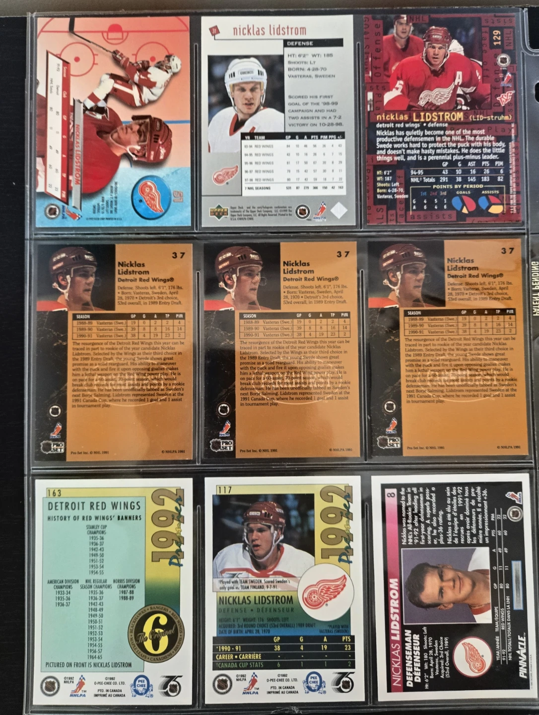 Nicklas Lidstrom Rookie Card Lot, 15 Cards 91/92 NRMT-MT - photo 4