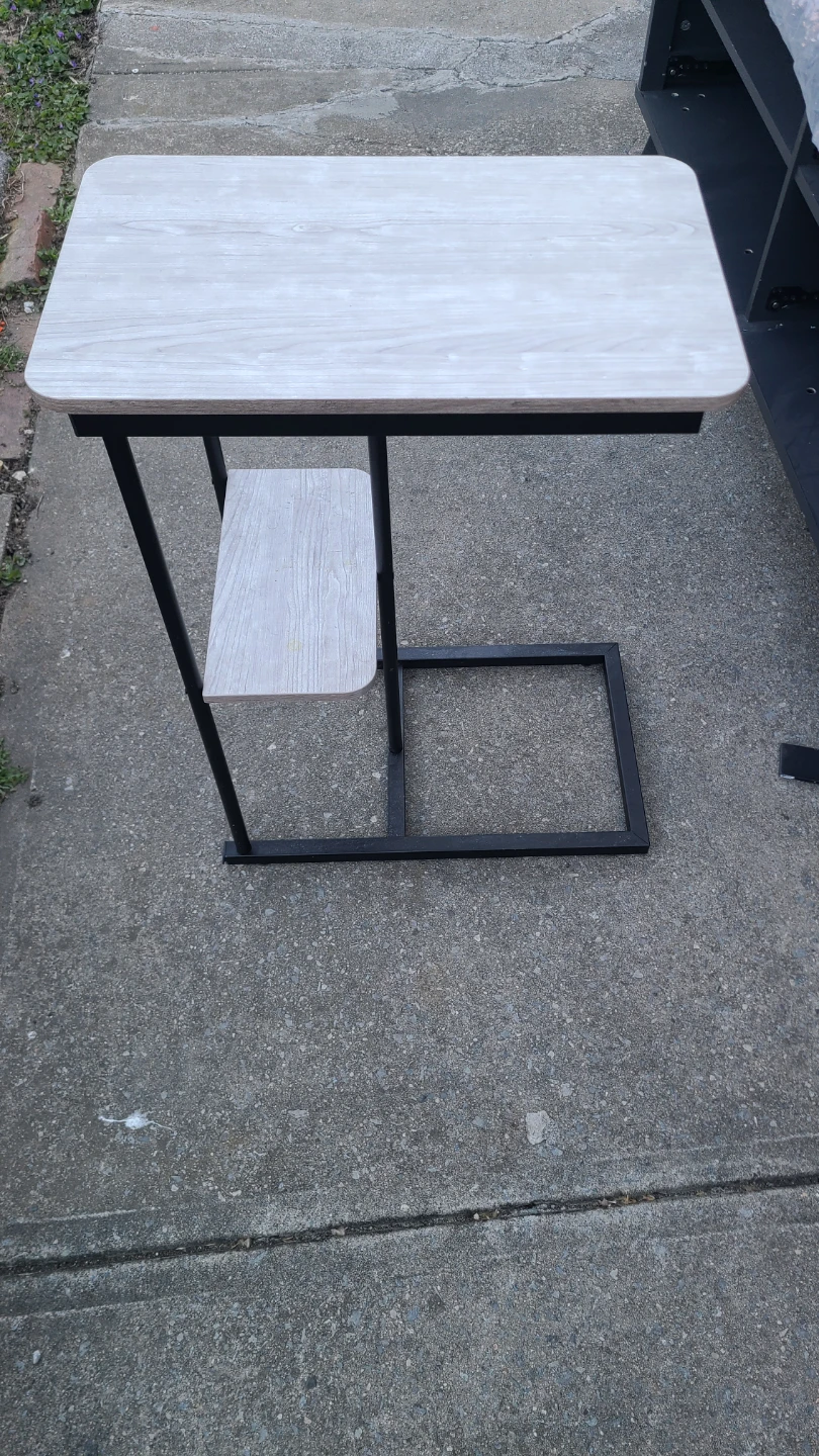C-Table with Light Wood Finish and Black Metal Frame - photo 2