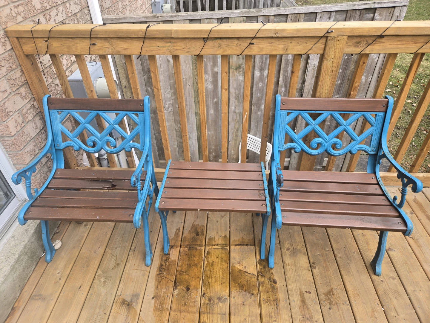 Vintage-Style Wrought Iron and Wood Bistro Set