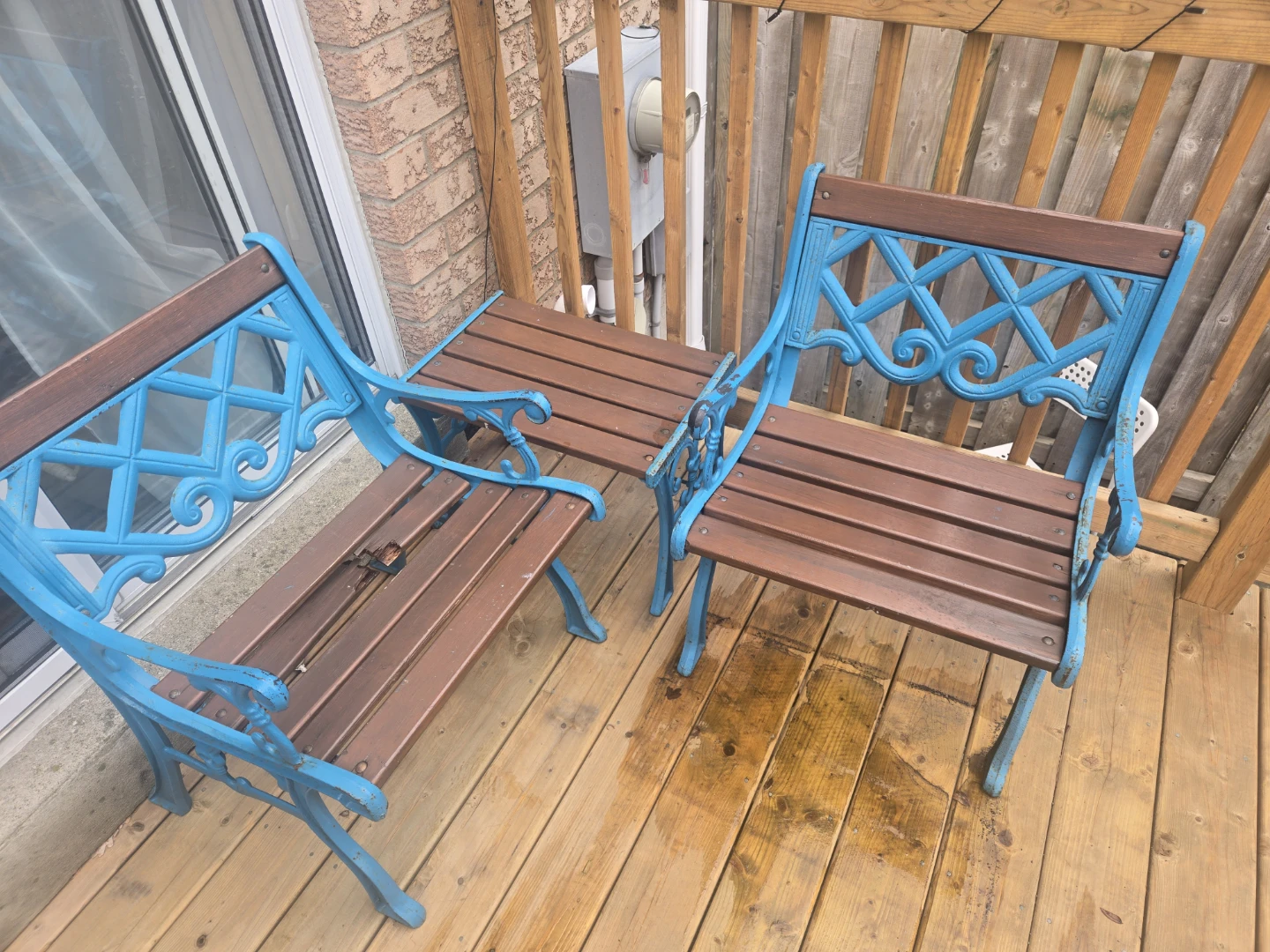 Vintage-Style Wrought Iron and Wood Bistro Set - photo 3