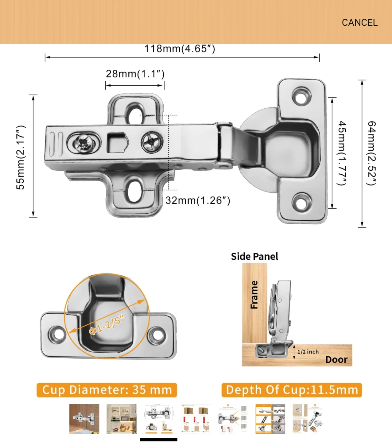 Cabinet Hinges - 35mm Cup, Soft Close, 3D Fine-tuning 20pack - photo 2