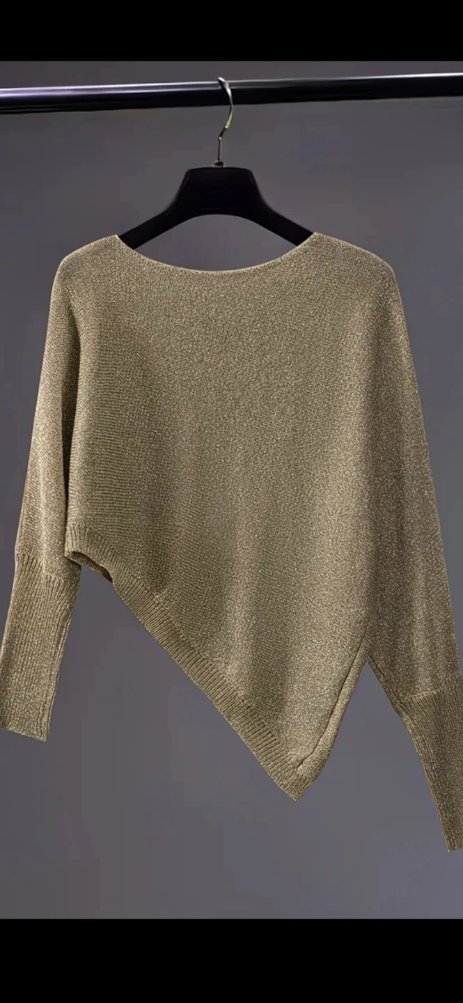 Brand new.Women's Gold Asymmetrical Knit Sweater