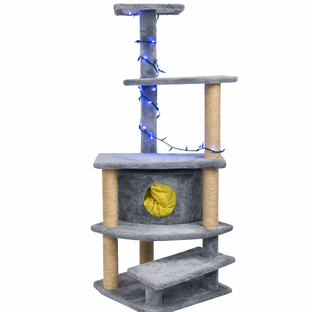 Multi-Level Cat Tree w/ Blue LED Lights 🐾✨