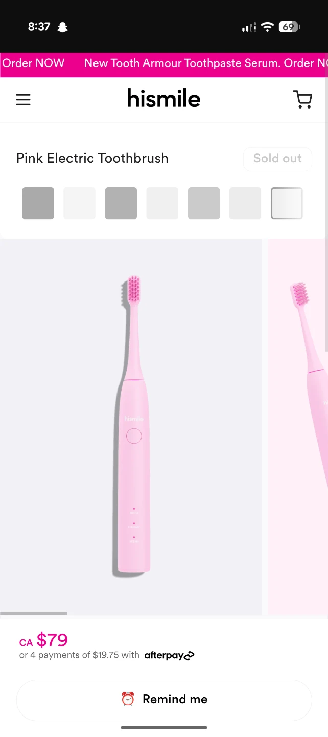 HiSmile Pink Electric Toothbrush
