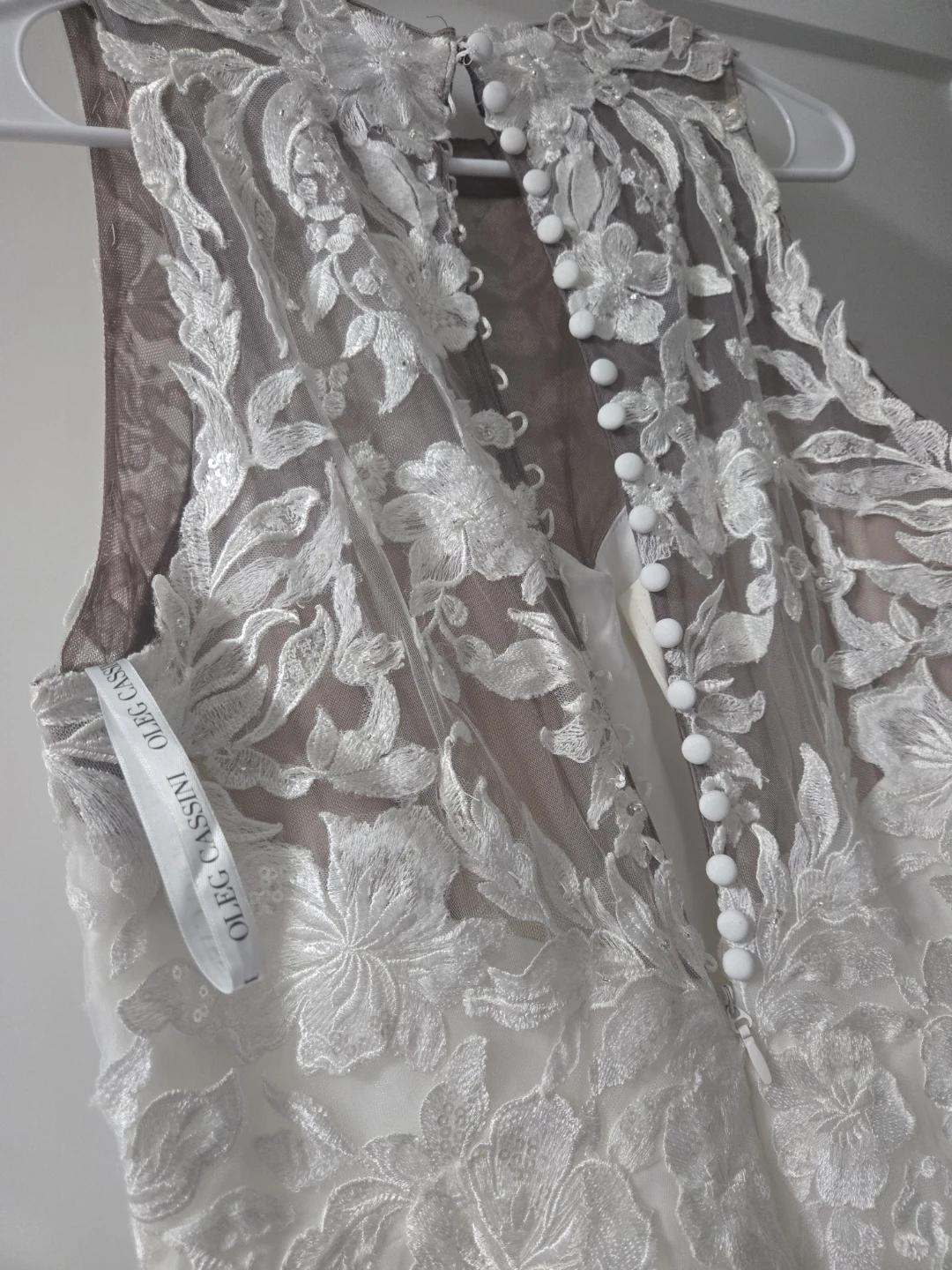 White Lace Wedding Dress by Oleg Cassini