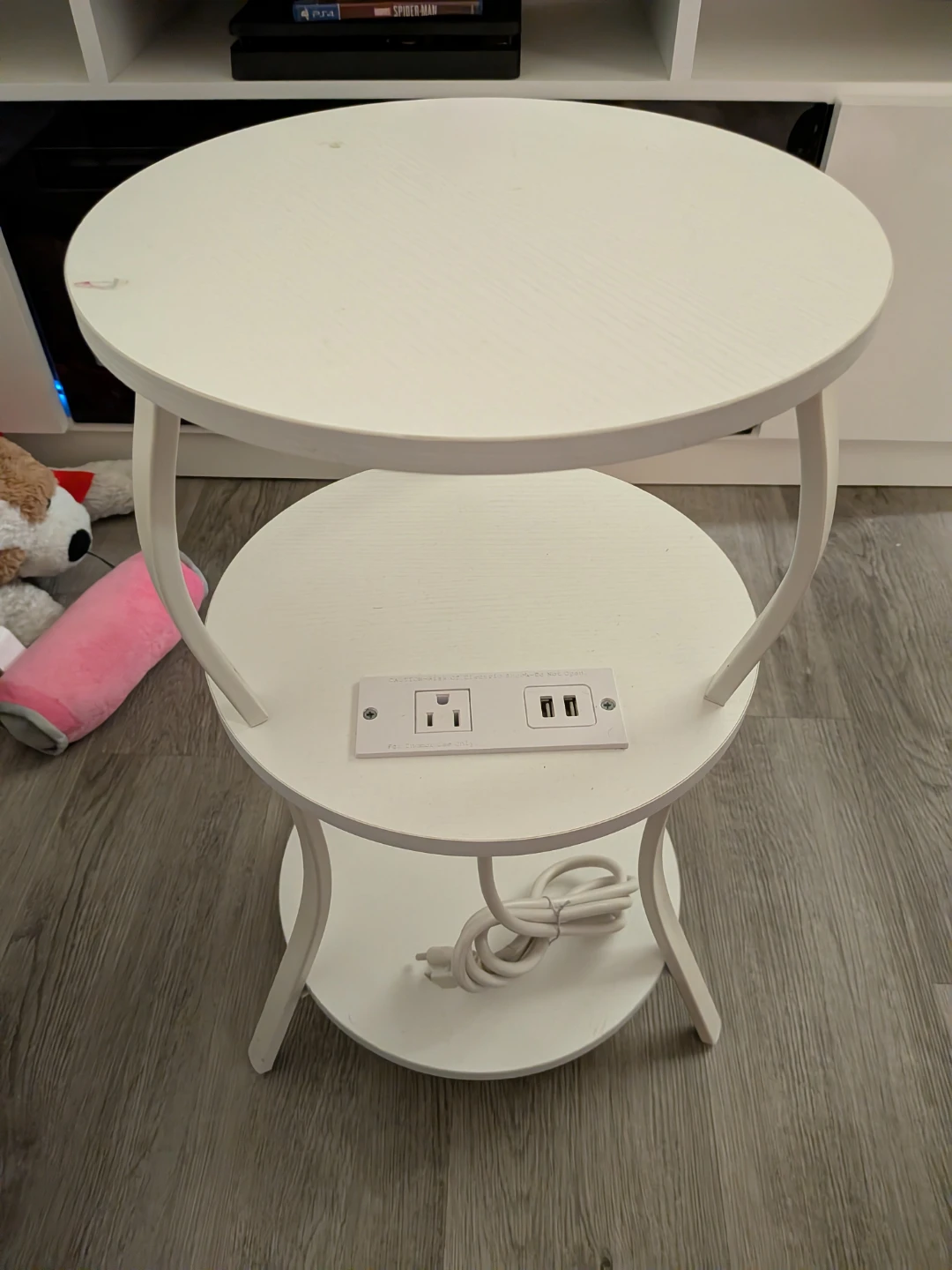 ZEXVIDA White 3-Tier Side Table with Charging Station - photo 3