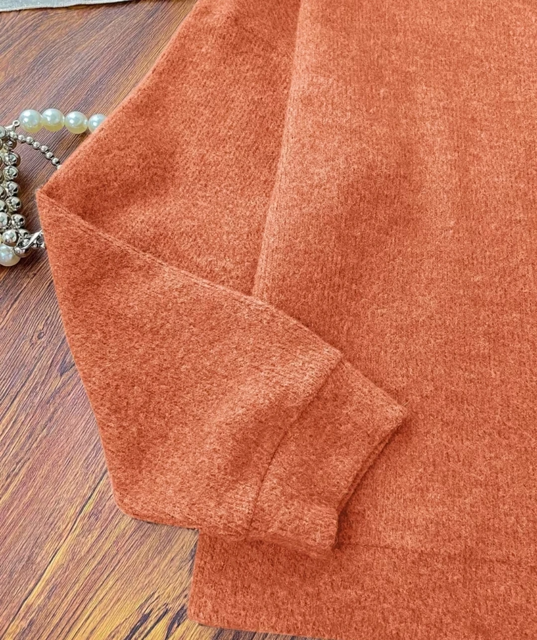 Orange Crewneck Sweater with Dog Graphic - photo 3