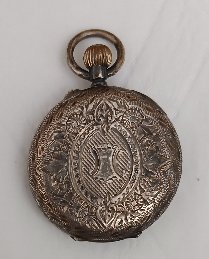 Ornate Silver Pocket Watch with Roman Numerals - photo 2