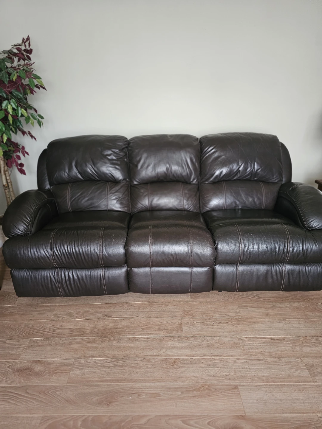 Brown Leather Reclining  Sofa