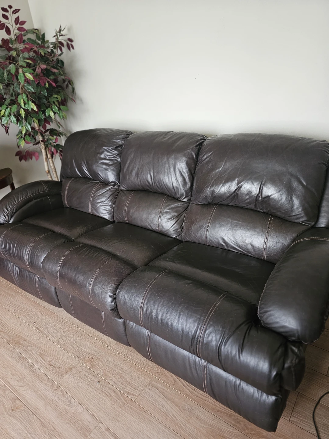 Brown Leather Reclining  Sofa - photo 2
