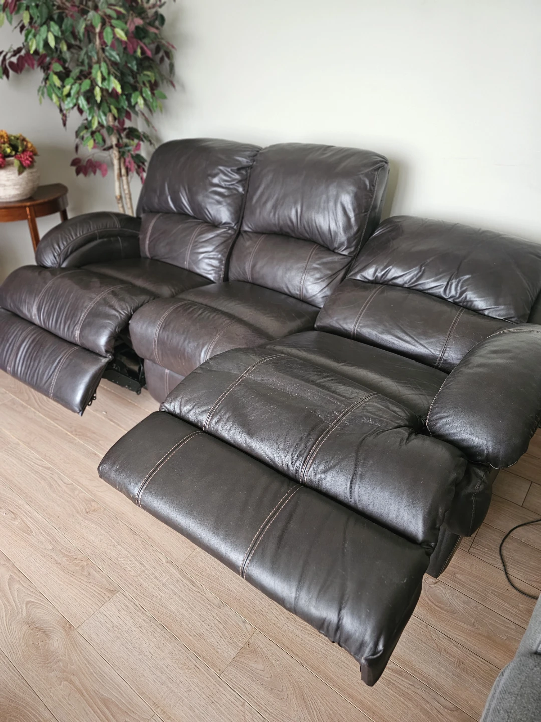 Brown Leather Reclining  Sofa - photo 5