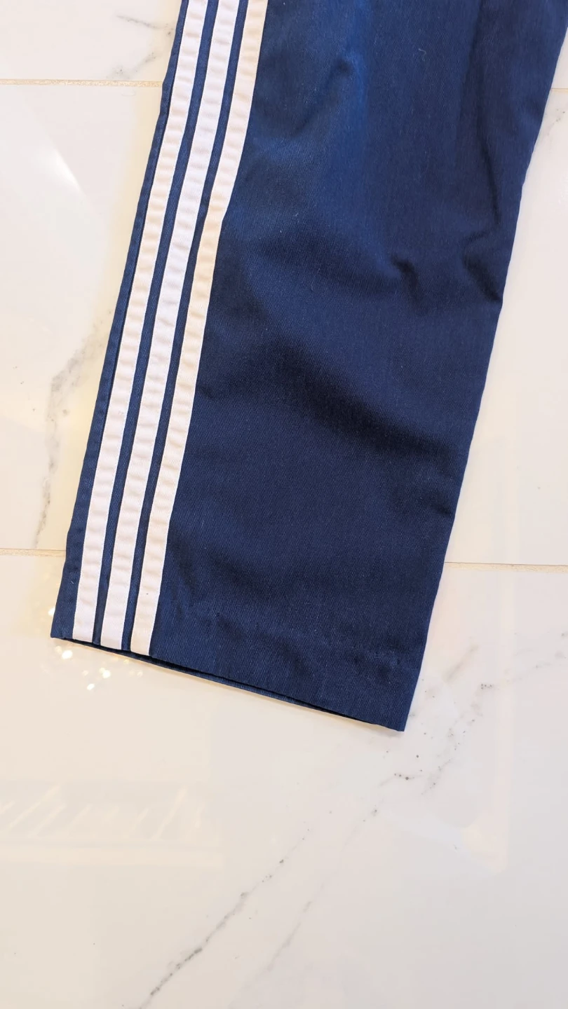 Vintage Adidas Blue Track Pants with White Stripes - photo 3