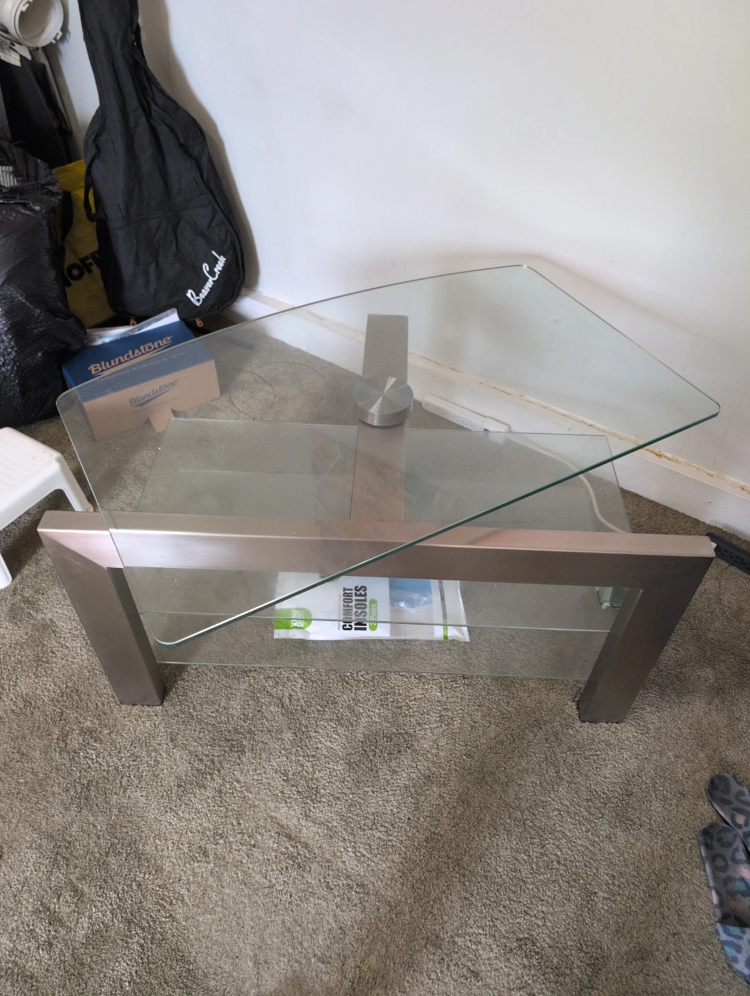 Glass and Metal TV Stand - photo 2