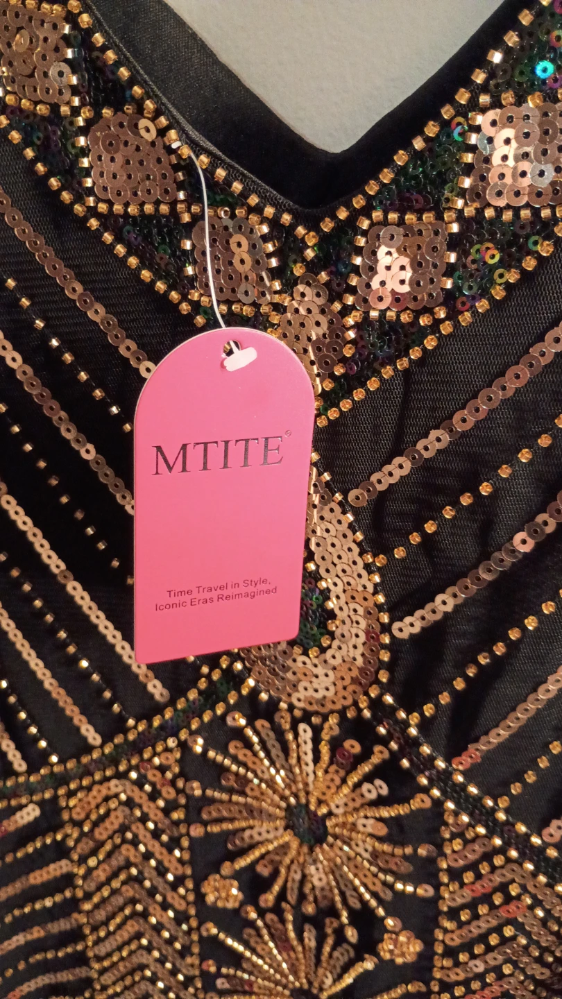 MTITE Black Sequin Flapper Dress with Fringe - photo 3
