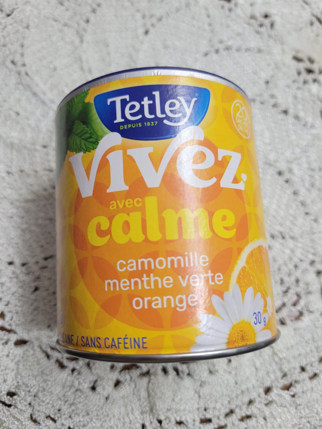 Tetley Vivez avec calme Chamomile Green Mint Orange Tea 💧
