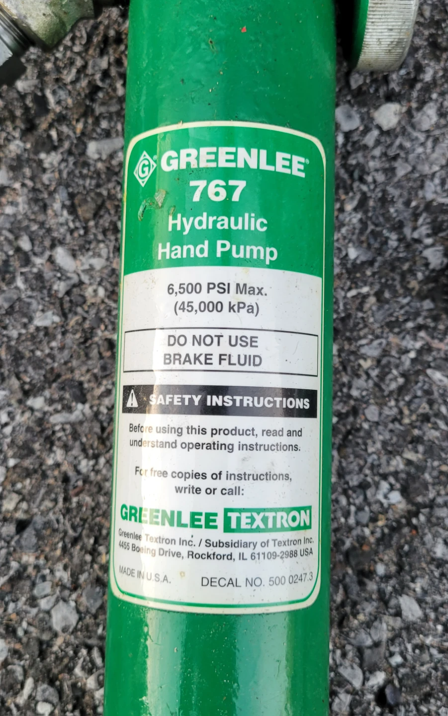 Greenlee 767 Hydraulic Hand Pump - photo 2