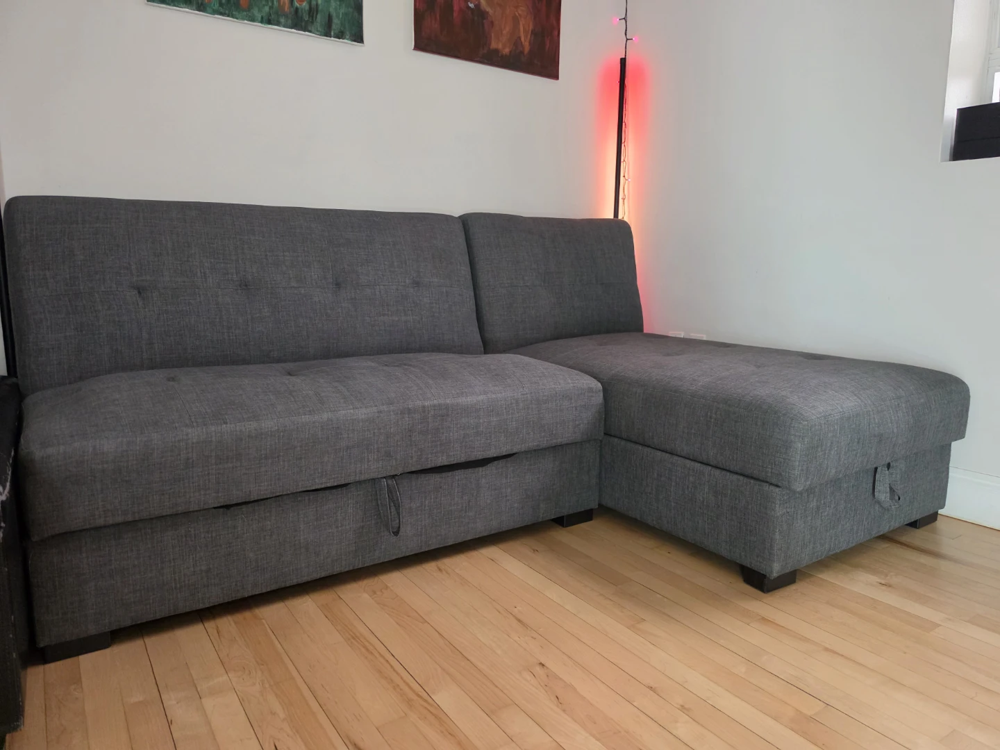 Grey Sectional Sofa with Storage