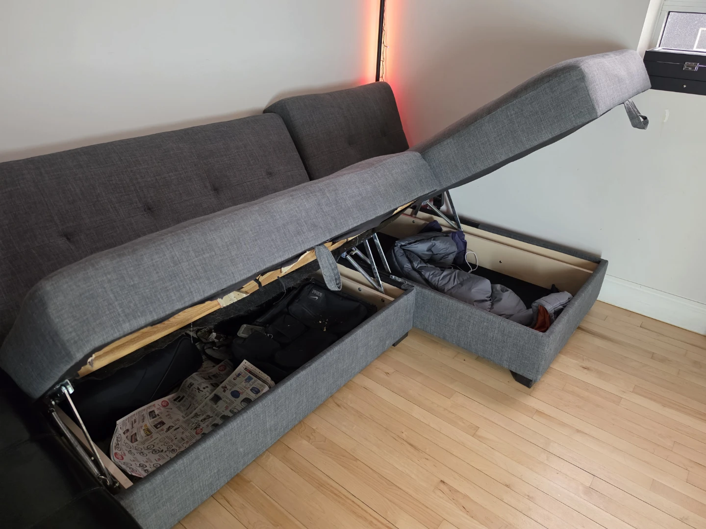Grey Sectional Sofa with Storage - photo 2