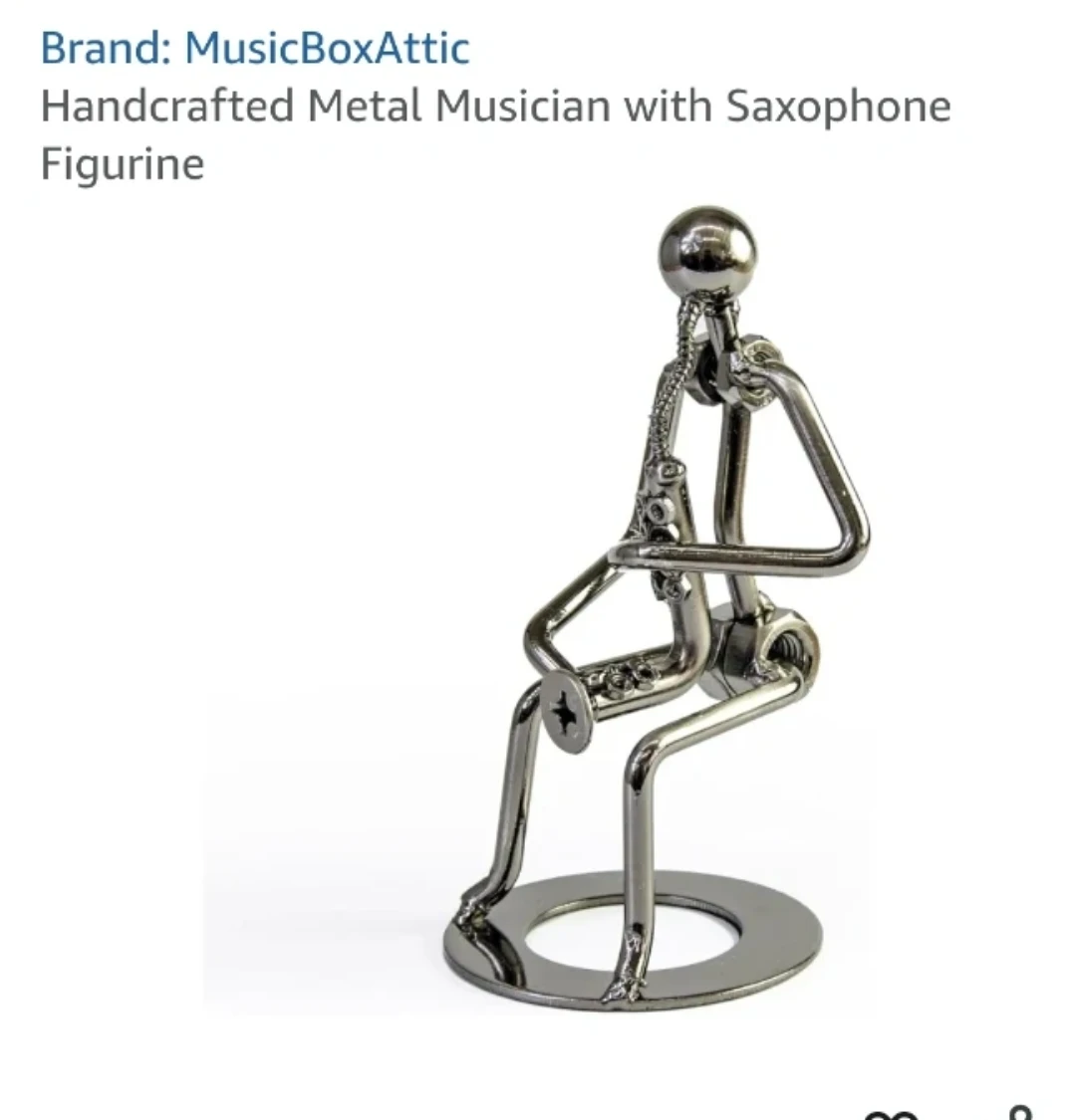 Handcrafted Metal Musician with Saxophone - photo 3