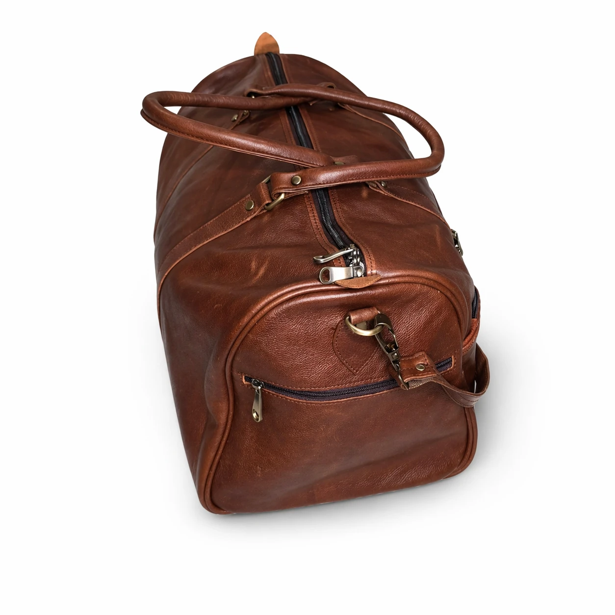 Vintage Brown Leather Duffle Bag – Travel / Gym / Weekend - photo 2