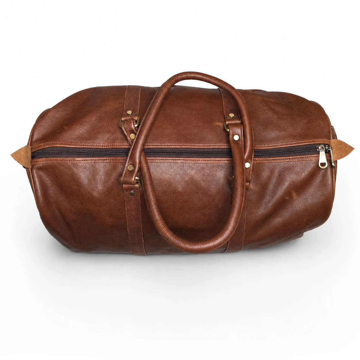 Vintage Brown Leather Duffle Bag – Travel / Gym / Weekend - photo 3