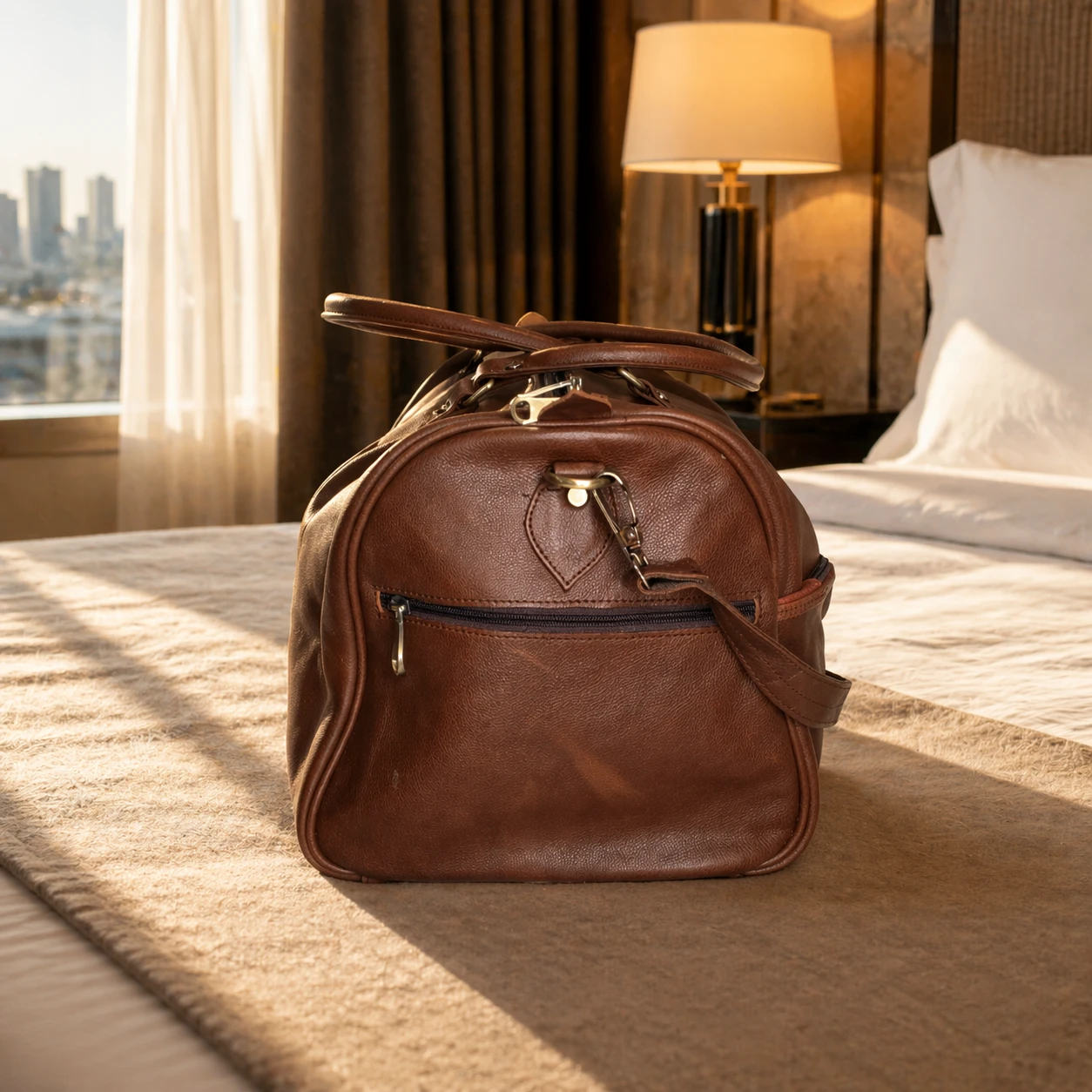 Vintage Brown Leather Duffle Bag – Travel / Gym / Weekend - photo 5