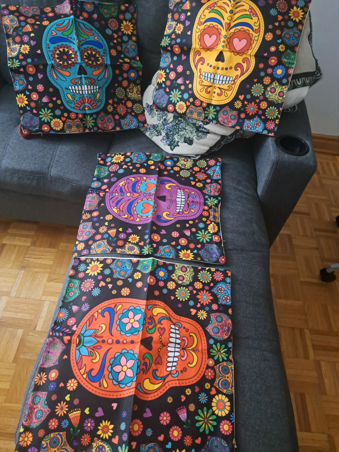Day of the Dead Sugar Skull Pillow Covers (Set of 4)