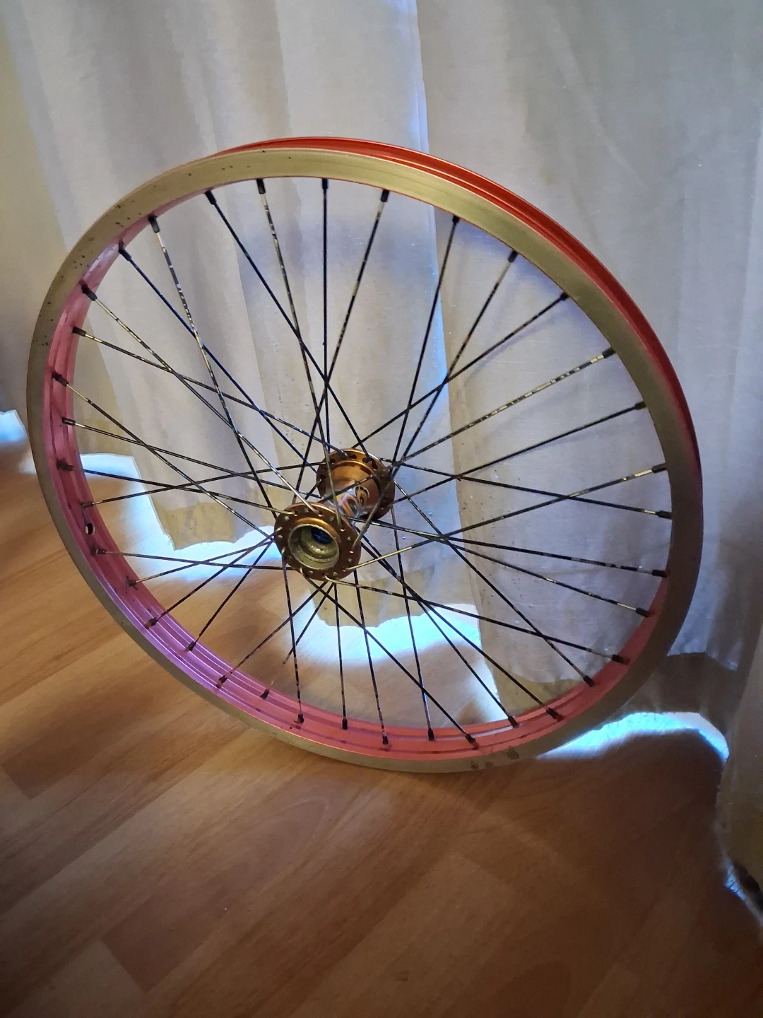 Custom Bicycle Wheel - Pink & Gold