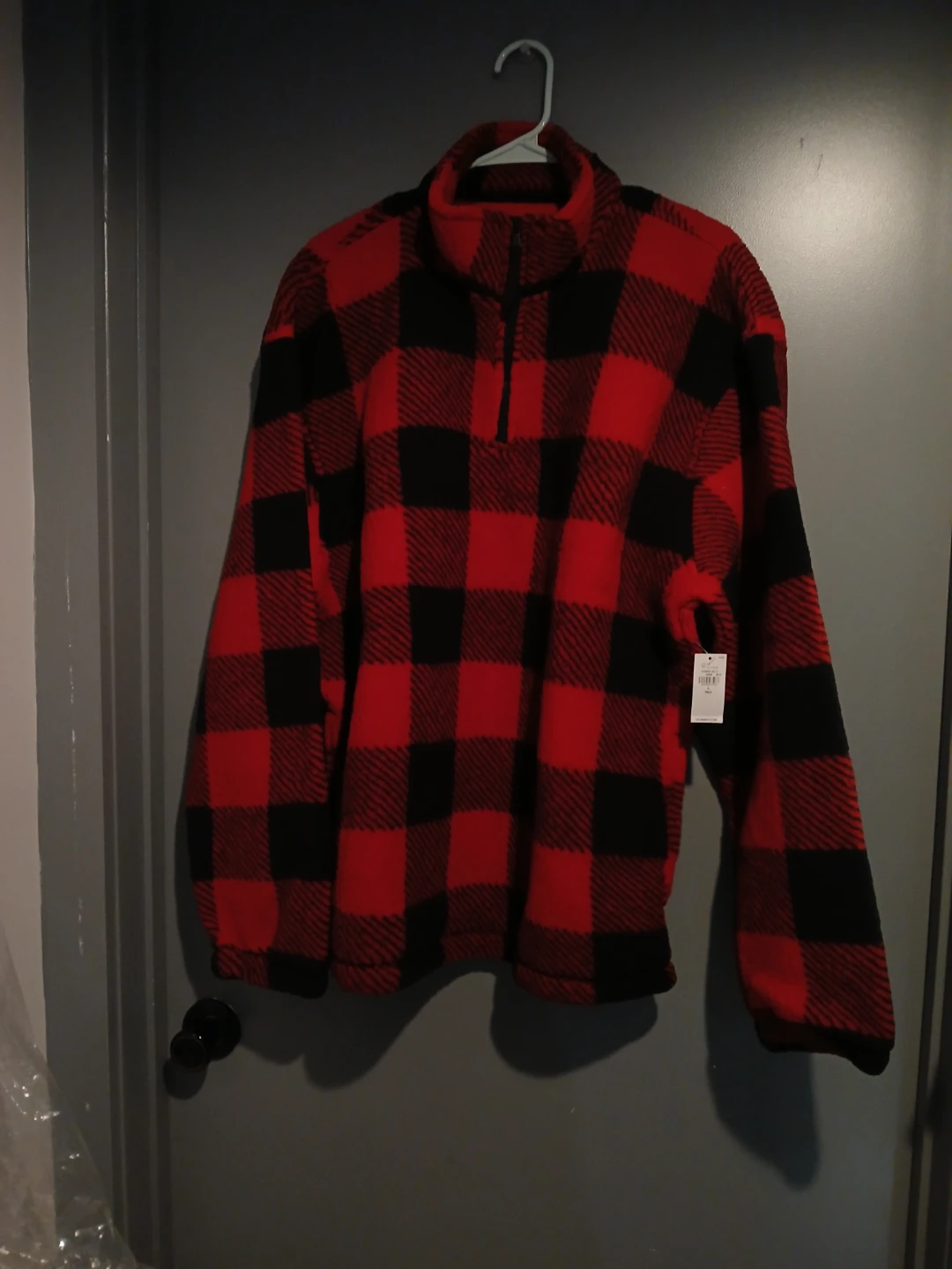Old Navy Red & Black Buffalo Plaid Fleece Pullover L Tall