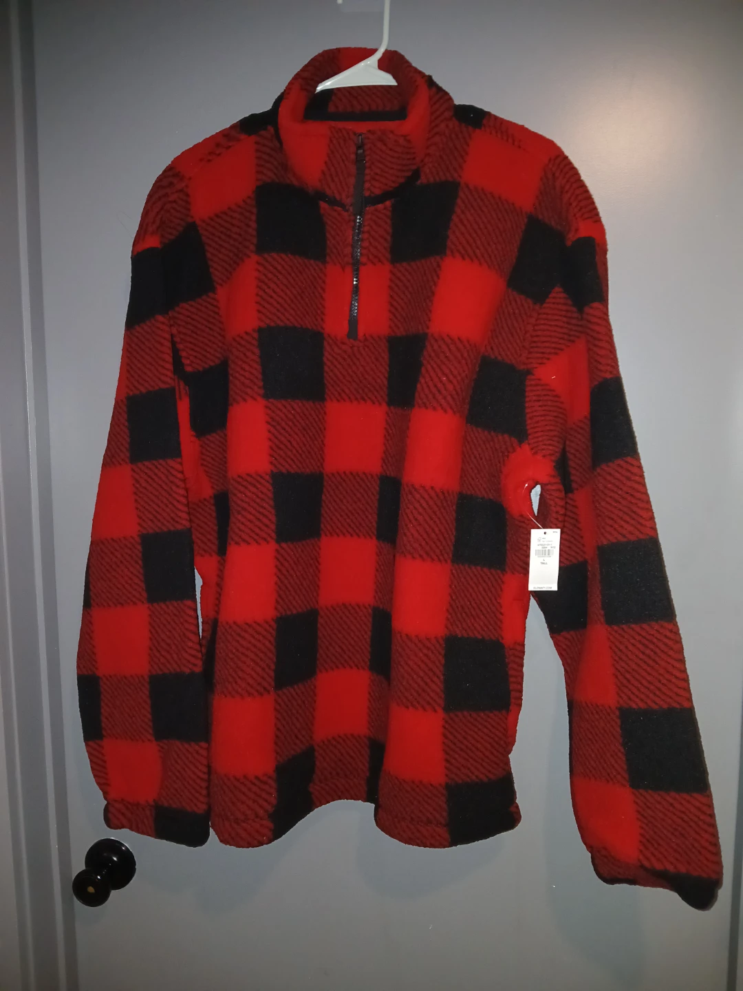 Old Navy Red & Black Buffalo Plaid Fleece Pullover L Tall - photo 2
