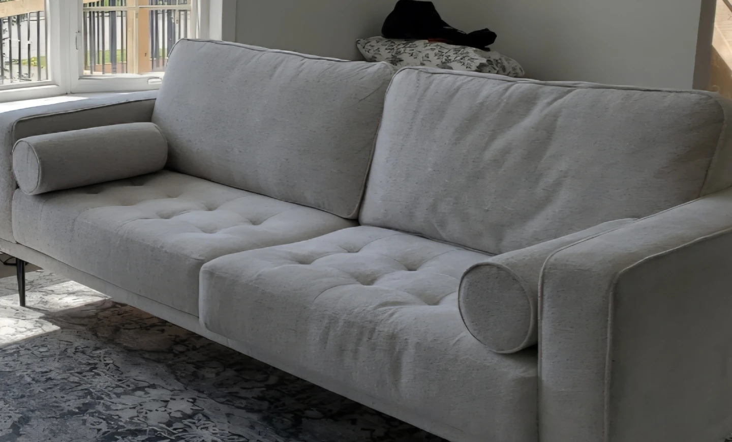 cream Tufted Sofa - photo 2