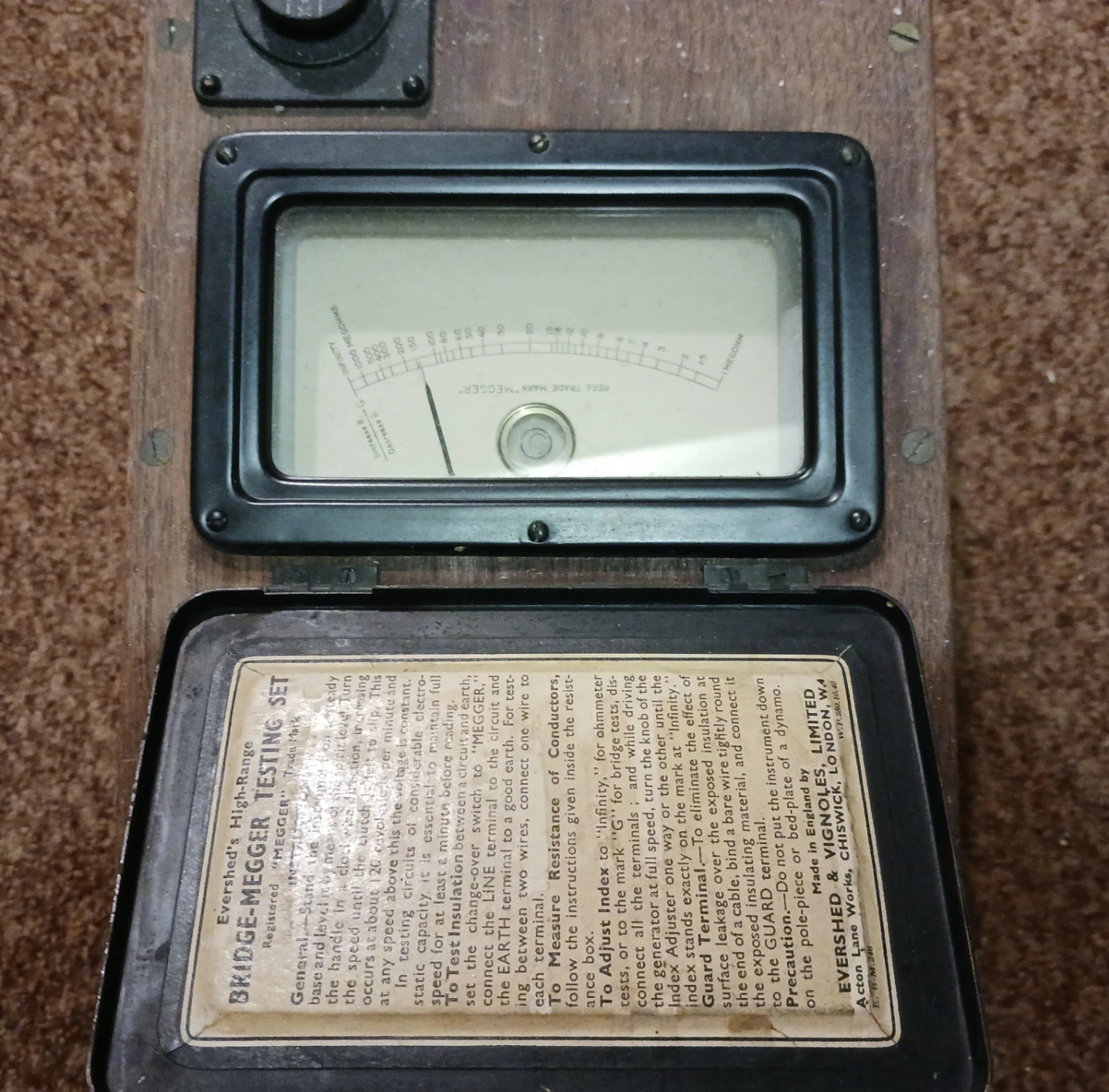 Vintage Evershed & Vignoles Megger Bridge-Megger Testing Set - photo 2