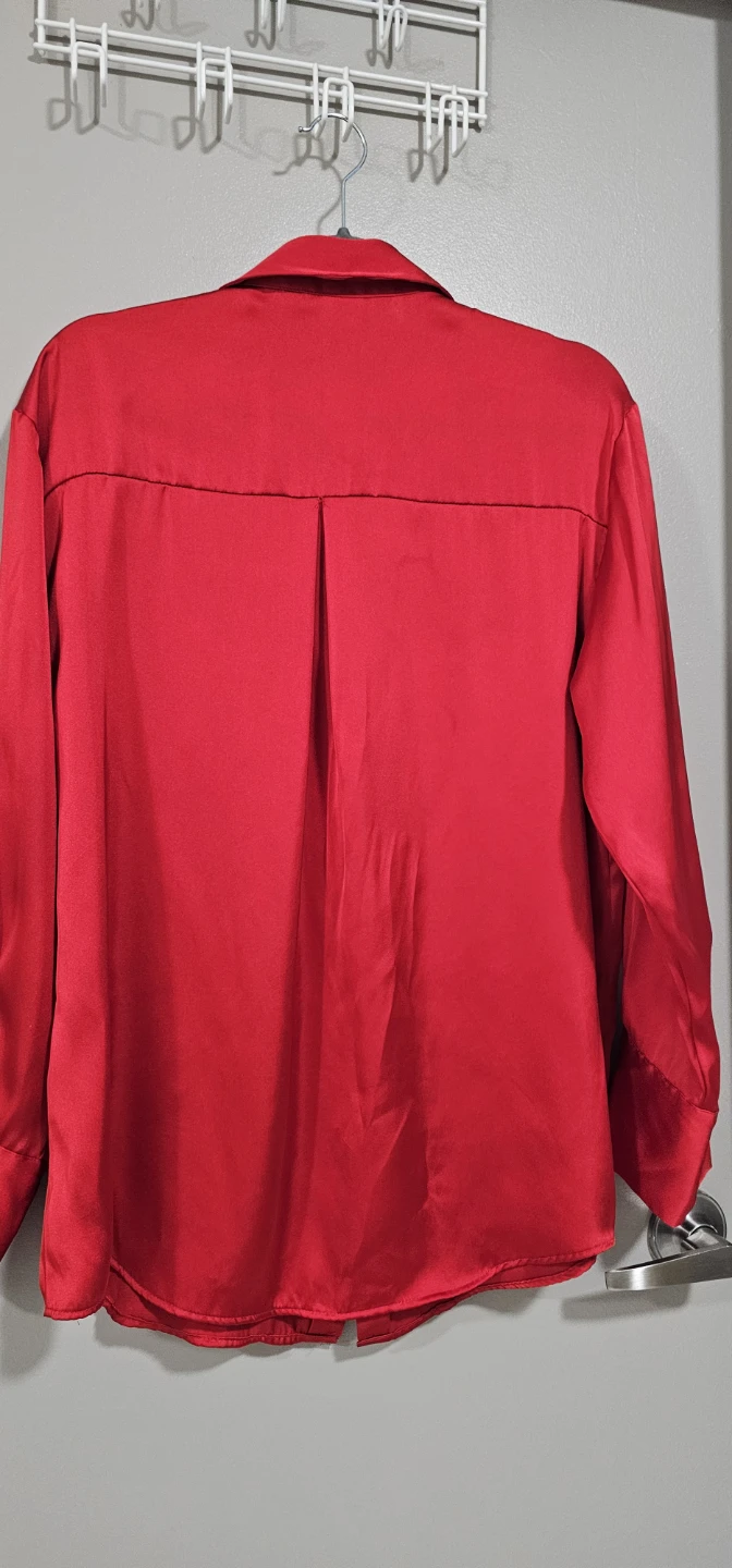 ZARA Red Satin Button-Up Shirt - EUR M - photo 3