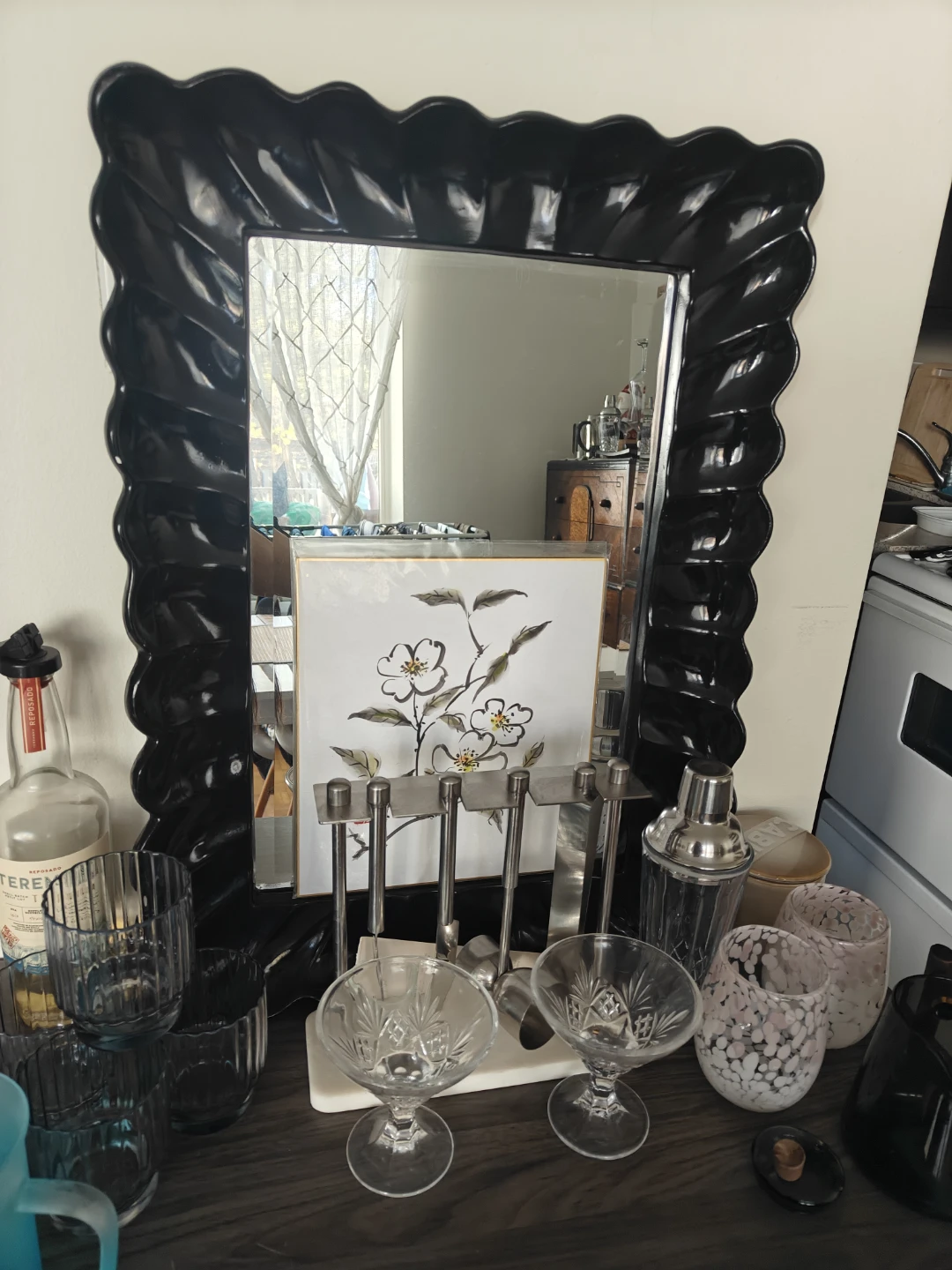 Black wooden mirror