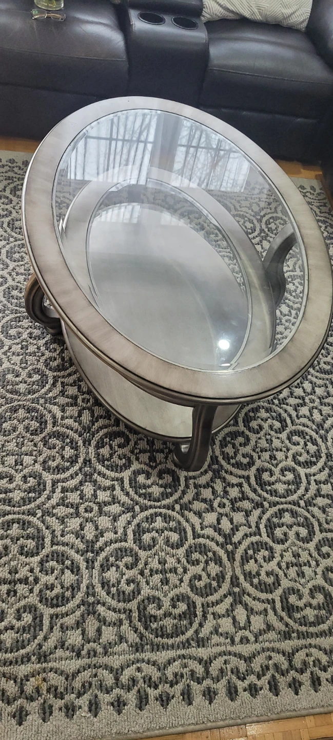 Oval Glass Top Coffee Table