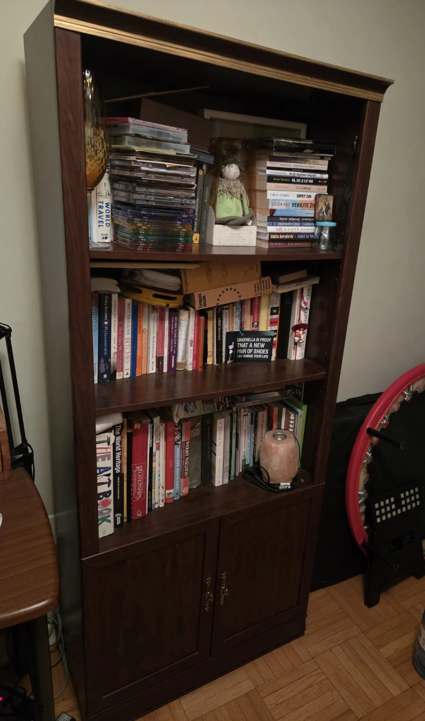 Dark Wood Bookshelf with Cabinet - photo 2
