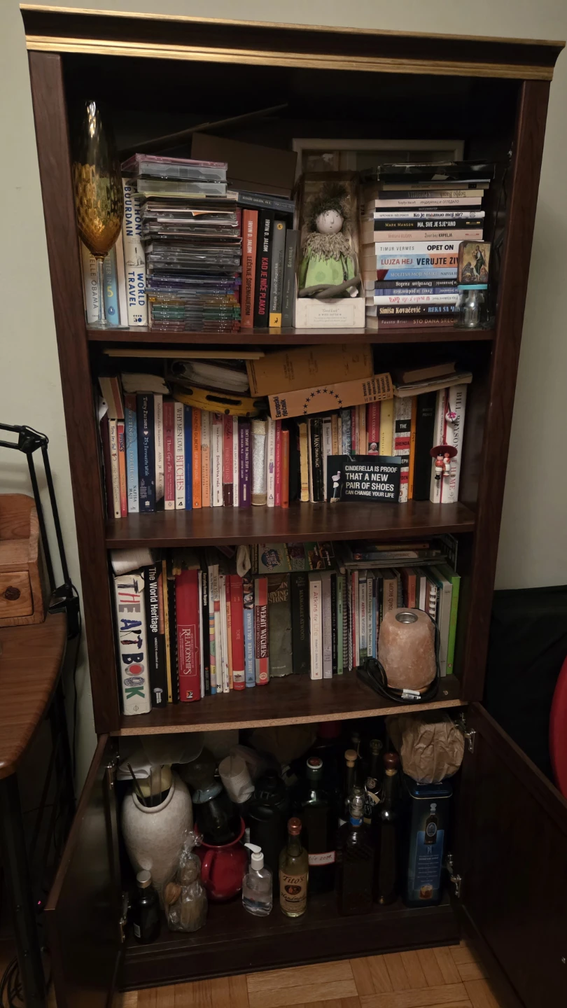 Dark Wood Bookshelf with Cabinet - photo 3