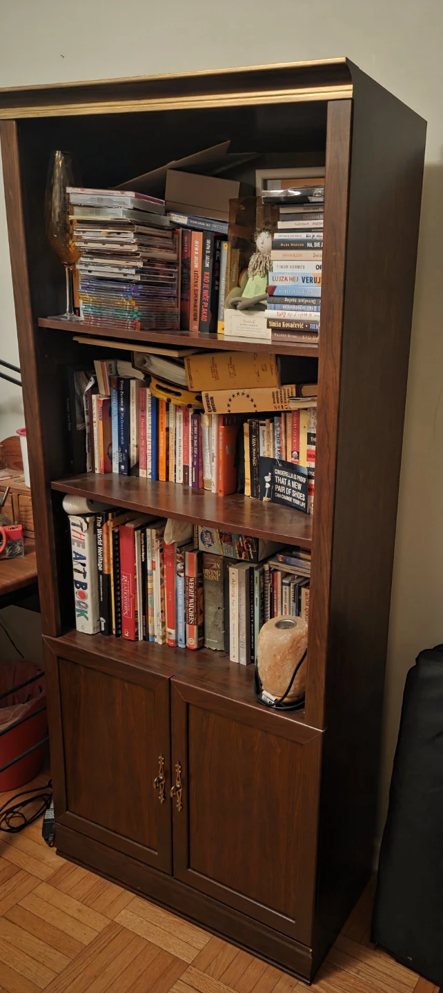 Dark Wood Bookshelf with Cabinet - photo 4