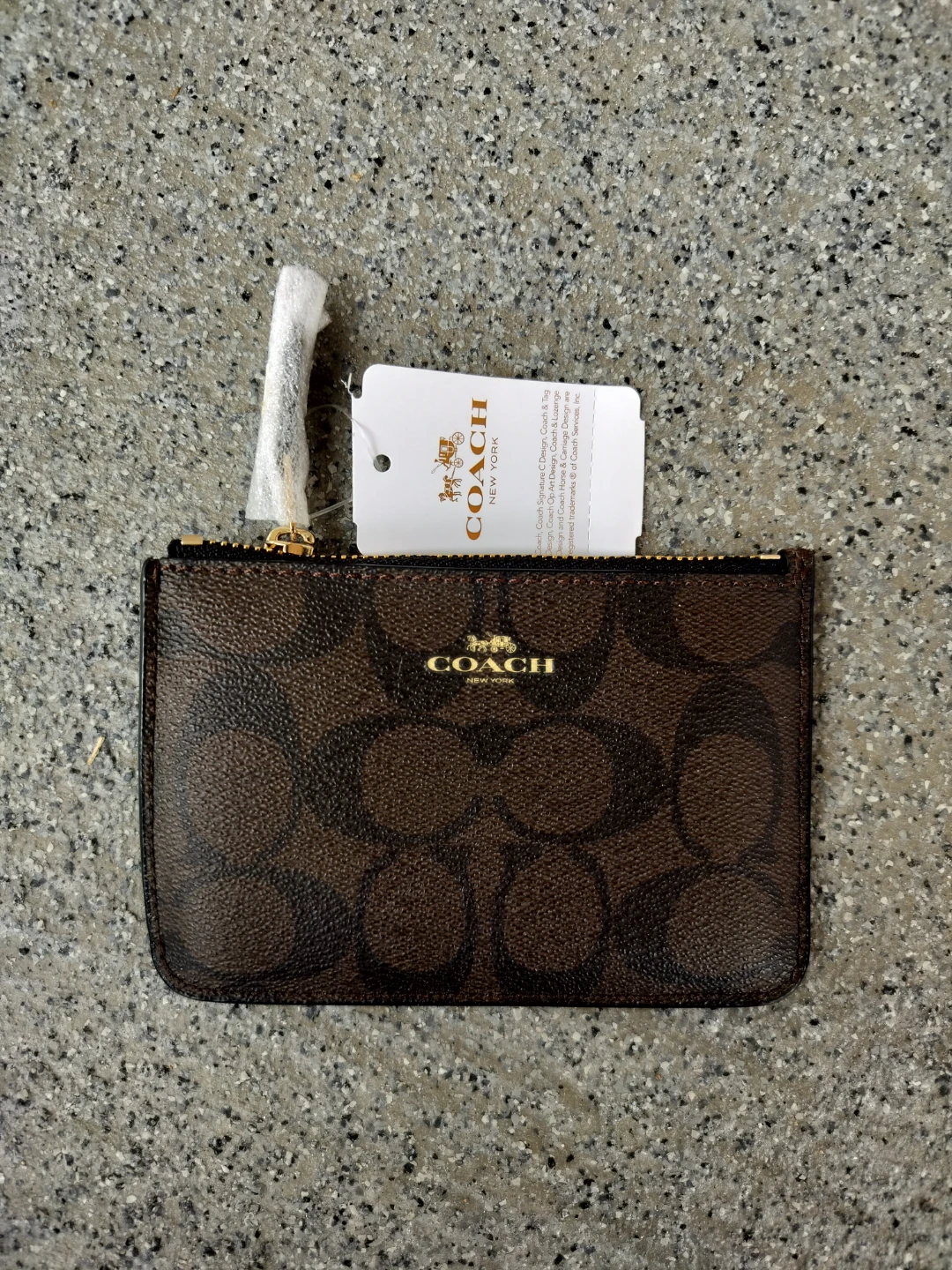 COACH Signature Card Holder Brown