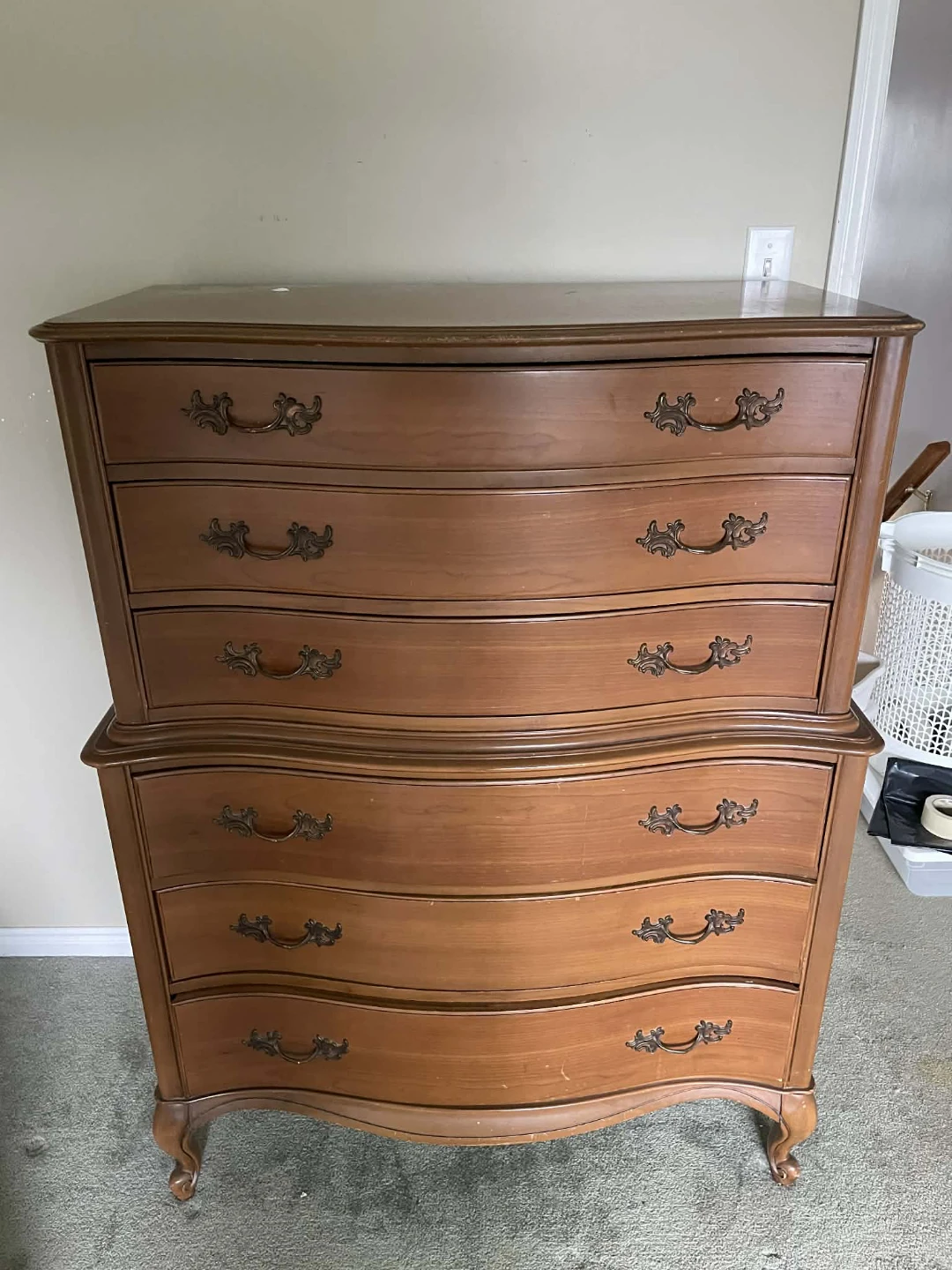Vintage Cherry Wood Dresser with 7 Drawers