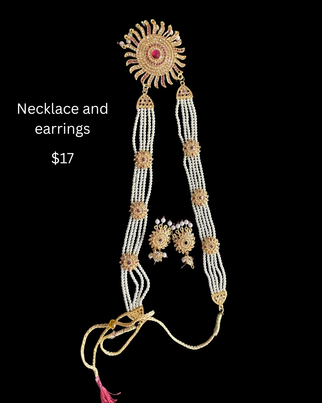 Pearl Necklace and Earrings Set