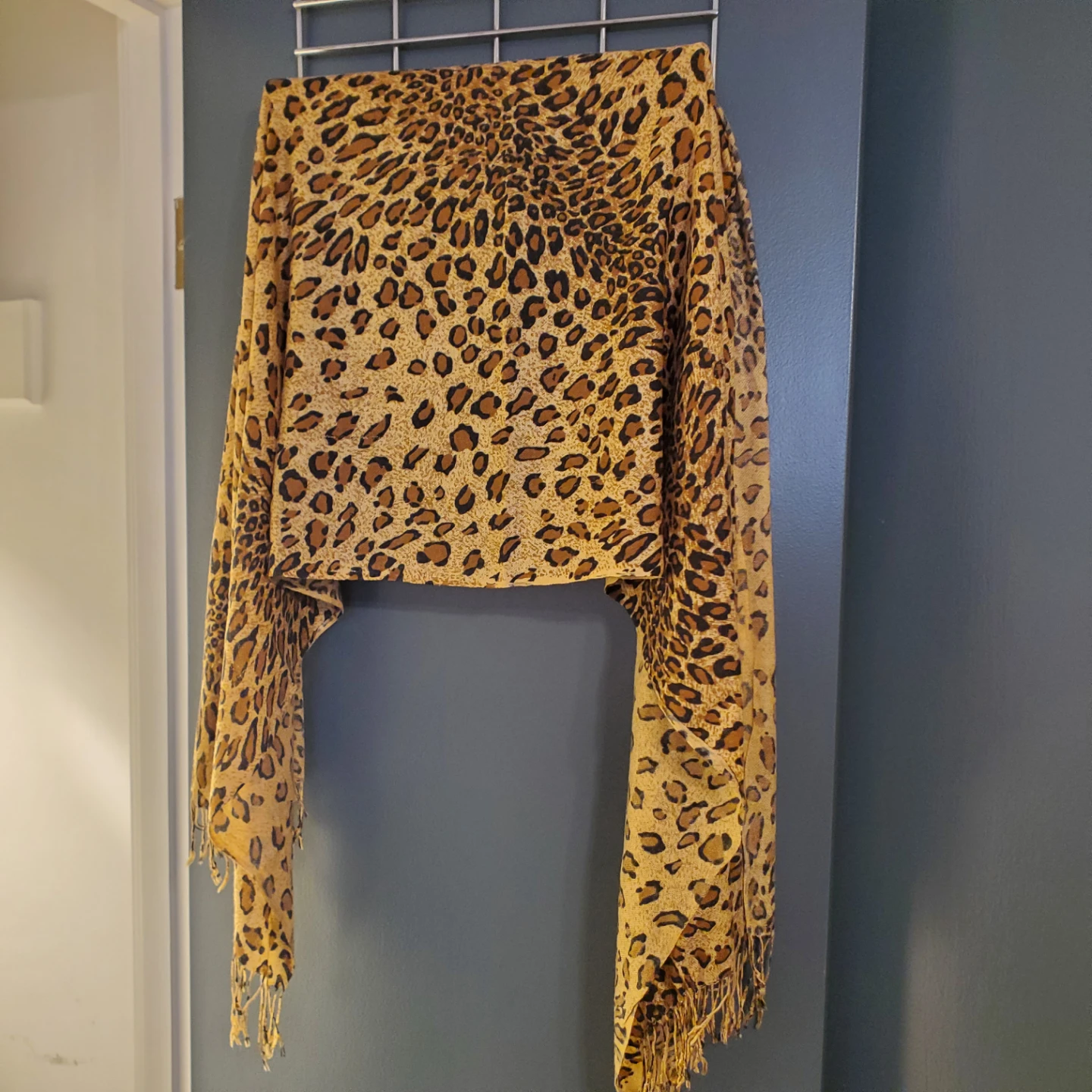 Leopard Print Scarf with Fringe - photo 2