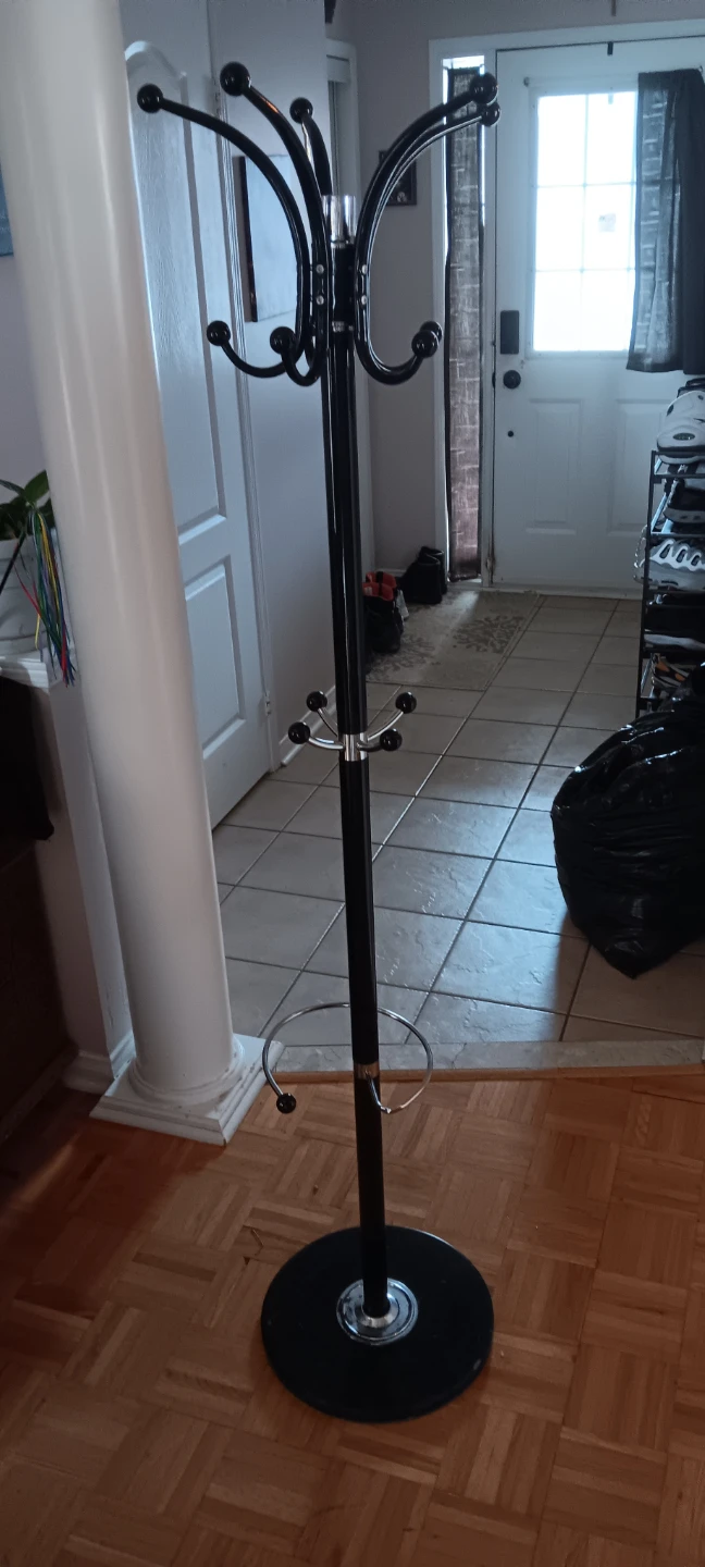 Black Metal Coat Rack with Umbrella Stand